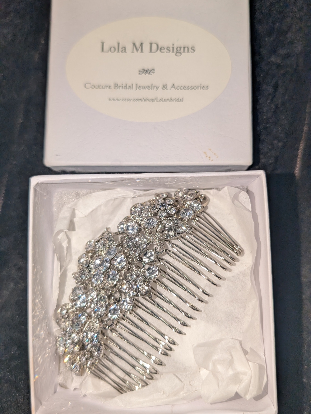 Silver Crystal Bridal Hair Comb - Couture - Picture 2 of 5